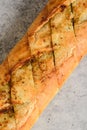 garlic baguette on a gray background Royalty Free Stock Photo