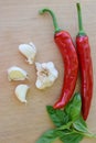 Garlic, basil and hot chili peppers