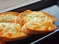 Garlic bread with cheese.