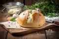 Garlic bread cheese herbs. Generate Ai Royalty Free Stock Photo