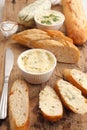 Garlic bread compound butter herb baguette thyme rosemary coriander oregano Royalty Free Stock Photo