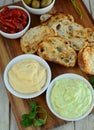 Garlic bread with hummus Royalty Free Stock Photo