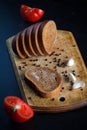 Garlic bread on old wood background Royalty Free Stock Photo