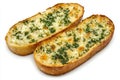 garlic bread, garlic and onion isolated on white background Royalty Free Stock Photo