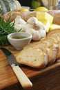 Garlic bread & rosemary oil Royalty Free Stock Photo