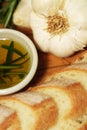 Garlic bread & rosemary oil cropped Royalty Free Stock Photo