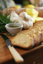 Garlic bread slices & rosemary 2 Royalty Free Stock Photo
