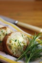 Garlic bread slices & rosemary Royalty Free Stock Photo