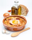Garlic and bread soup ingredients Spanish, from Spain. Royalty Free Stock Photo