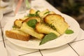 Garlic bread with sweet basil Royalty Free Stock Photo