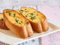 GARLIC BREAD Toast served in dish isolated wooden table top view arabic food appetizer Royalty Free Stock Photo