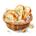 Garlic bread in a wicker basket Royalty Free Stock Photo
