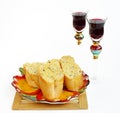 Garlic bread and wine Royalty Free Stock Photo