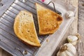 Garlic bread on wood Royalty Free Stock Photo