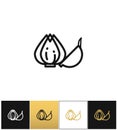 Garlic bulb or allium plant vector icon