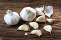 Garlic bulbs. Fresh garlic on table.