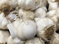 Garlic bulbs in the produce section at grocery store. Royalty Free Stock Photo