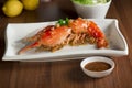 Garlic butter Lobster on dish Royalty Free Stock Photo