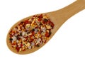 Garlic and chili seasoning in a wood spoon