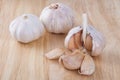 Garlic on the chopping block Royalty Free Stock Photo