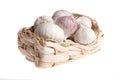 Garlic cloves in wicker basket