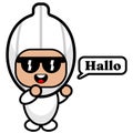 Garlic costume mascot say hello