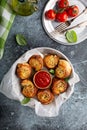 Garlic dinner rolls with marinara sauce Royalty Free Stock Photo