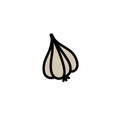 Garlic doodle icon, vector color line illustration