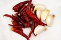 Garlic with dry red pepper Royalty Free Stock Photo