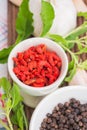 Garlic, Goji berry and Peppers Royalty Free Stock Photo