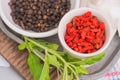 Garlic, Goji berry and Peppers Royalty Free Stock Photo