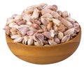 Garlic Group in wooden bowl isolated on a white background Royalty Free Stock Photo