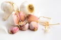 garlic heads and cloves on white background Royalty Free Stock Photo