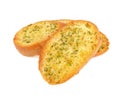 Garlic and herb bread slices on white background Royalty Free Stock Photo