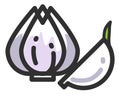 Garlic icon. White bulb of food flavoring condiment