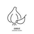 Garlic line icon. Garlic clove vector symbol. Editable stroke