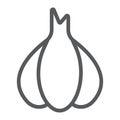 Garlic line icon, pungent and vegetable, clove sign, vector graphics, a linear pattern on a white backgrond.
