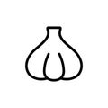 Garlic. Linear icon of spicy vegetable. Black simple illustration of flavoring agent for product. Contour isolated vector