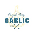 Garlic logo original design estd 1978, culinary spice retro emblem vector Illustration on a white background