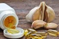 Garlic oil capsules/pills Royalty Free Stock Photo