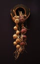 Garlic and onion plait Royalty Free Stock Photo