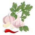 Garlic, parsley and hot red pepper