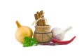 Garlic, parsley, onion, cinnamon and chili pepper Royalty Free Stock Photo