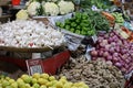 Garlic, Peppers, Limes and Ginger, Fruit and Vegetable Stalls, Municipal Market, near Rue Heliodoro Salgado,Panaji, Goa, India