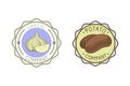 Garlic and potato badge vector illustration.