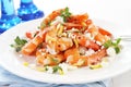 Garlic Prawns with Oregano, Lemon and Goat's Chees Royalty Free Stock Photo