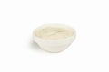 Garlic sauce in a bowl on a white background. For the restaurant menu. Traditional Japanese sushi seasoning. Healthy eating