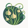 Garlic Scapes Vegetable Cute Playful Flat Icon by Generative AI