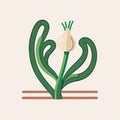 Garlic Scapes Vegetable Cute Playful Flat Icon by Generative AI