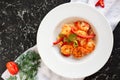 Garlic shrimp noodle with bell pepper